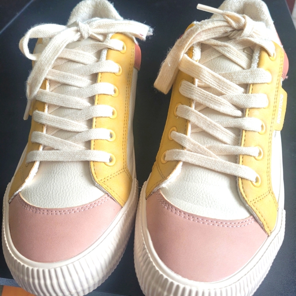 Yellow and Pink Sneakers For Ladies
